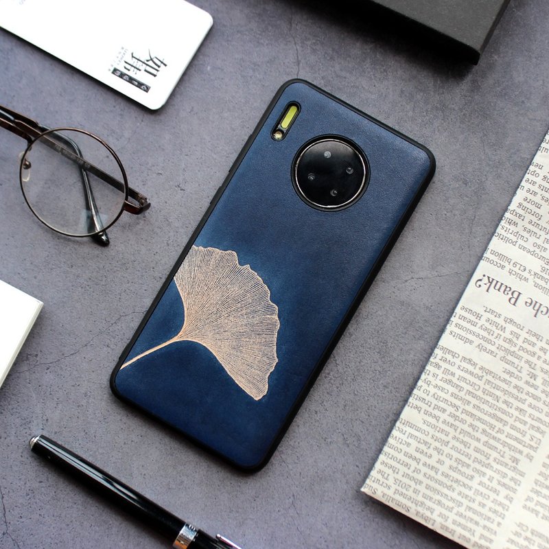 华为 银杏叶真皮手机壳 头层牛皮手机套 mate30 p30 mate20 pro - 手机壳/手机套 - 真皮 