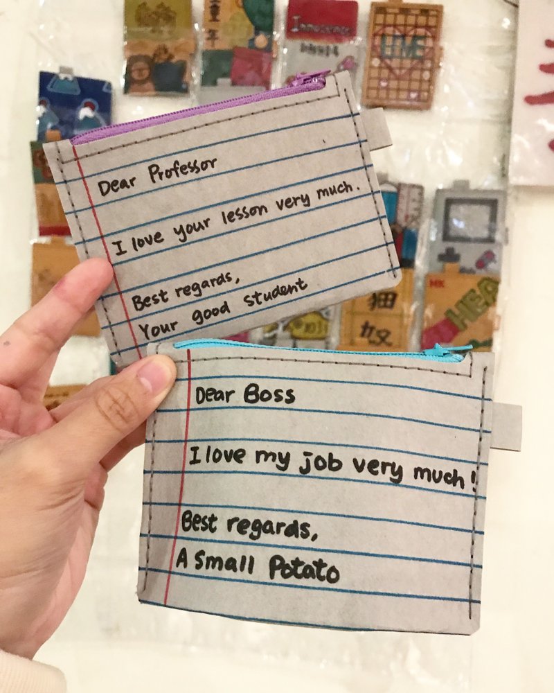 Dear Professor/ Dear Boss | 水洗牛皮纸。手绘散子包 - 零钱包 - 纸 
