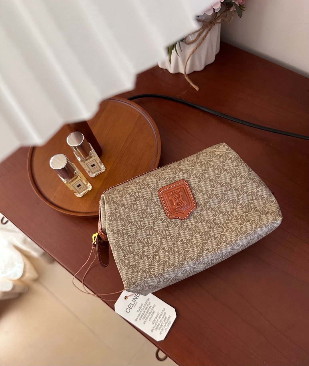 中古Celine米花迷你化妆包 - 化妆包/杂物包 - 防水材质 卡其色