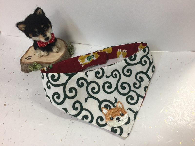 Bandana with red shiba emblem for dogs - 衣/帽 - 棉．麻 多色