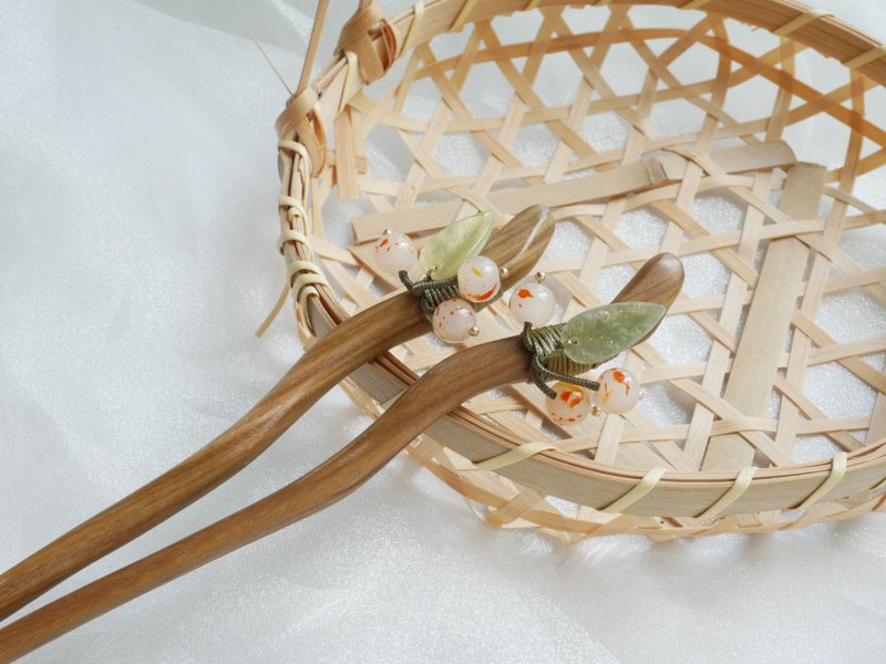 樱桃 树脂檀木旗袍配饰发梳发饰发钗古风中式复古小清新汉服 - 发饰 - 木头 粉红色