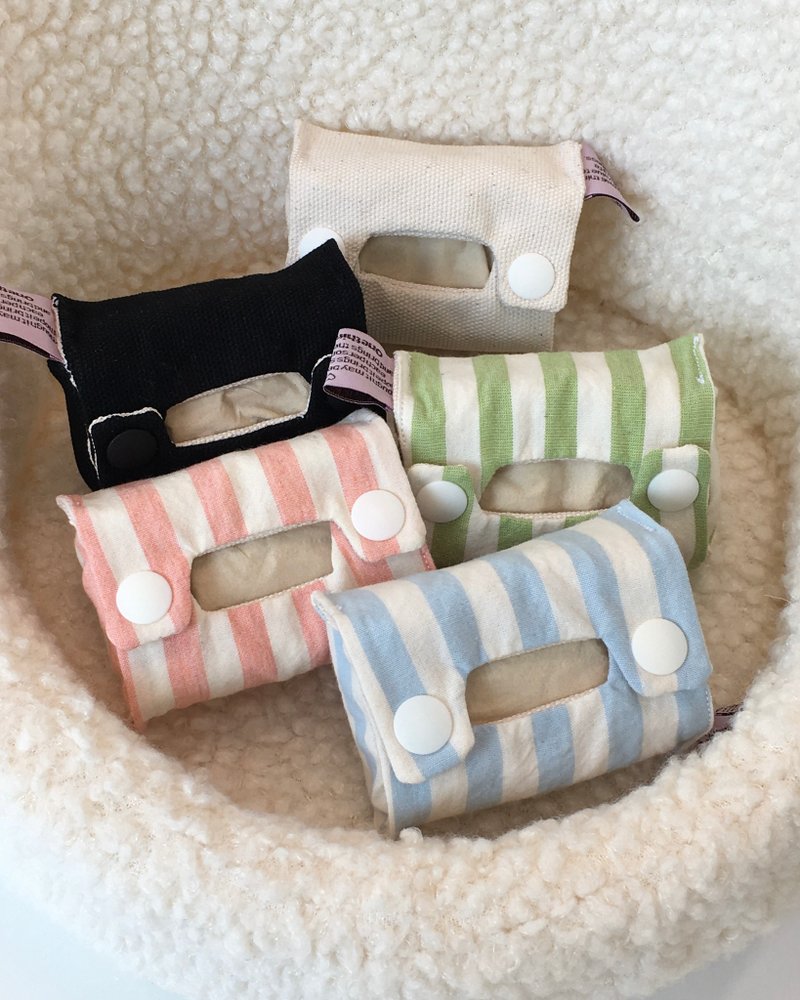 面纸钥匙圈收纳包 - S 尺寸 - 化妆包/杂物包 - 棉．麻 蓝色