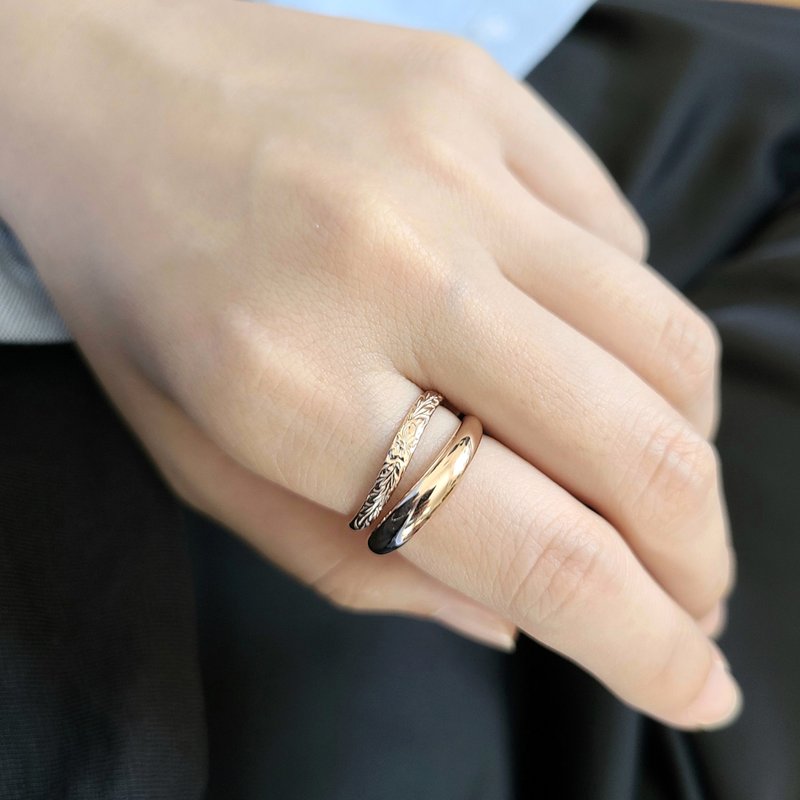 Hawaiian double plump RING / Silver925 / Pinkgold coating - 戒指 - 纯银 粉红色
