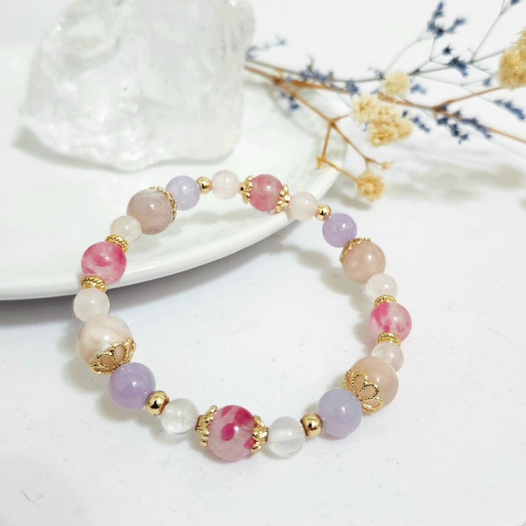 樱花紫霞/招桃花人缘、治愈伤痛之水晶 - 手链/手环 - 水晶 粉红色