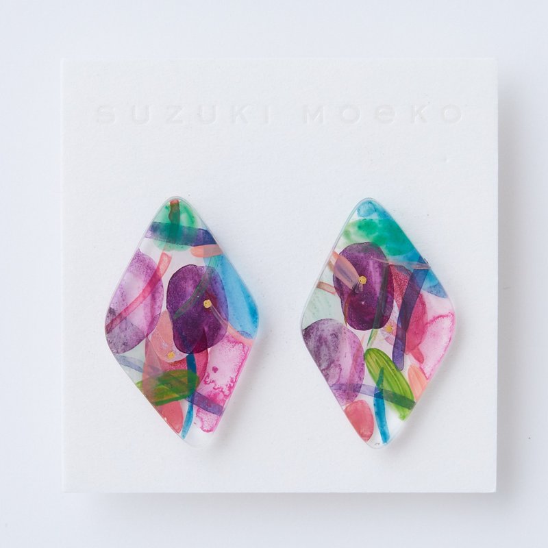 耳针 - 耳环/耳夹 - 压克力 紫色