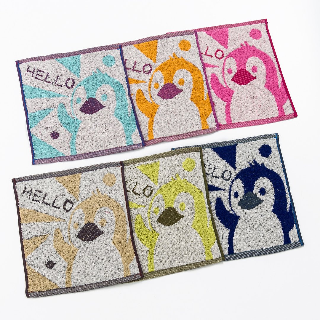 纯棉缇花方巾 Hello企鹅/Hello恐龙/几何三角形(五条入) 颜色随机 - 手帕/方巾 - 棉 