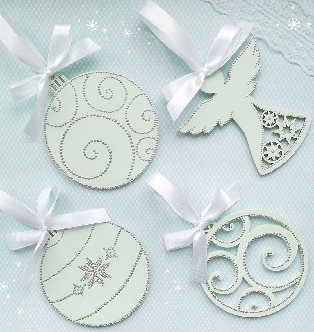 Christmas tree ornaments blue Angel ornament Set of Hanging christmas tree decor - 摆饰 - 木头 蓝色