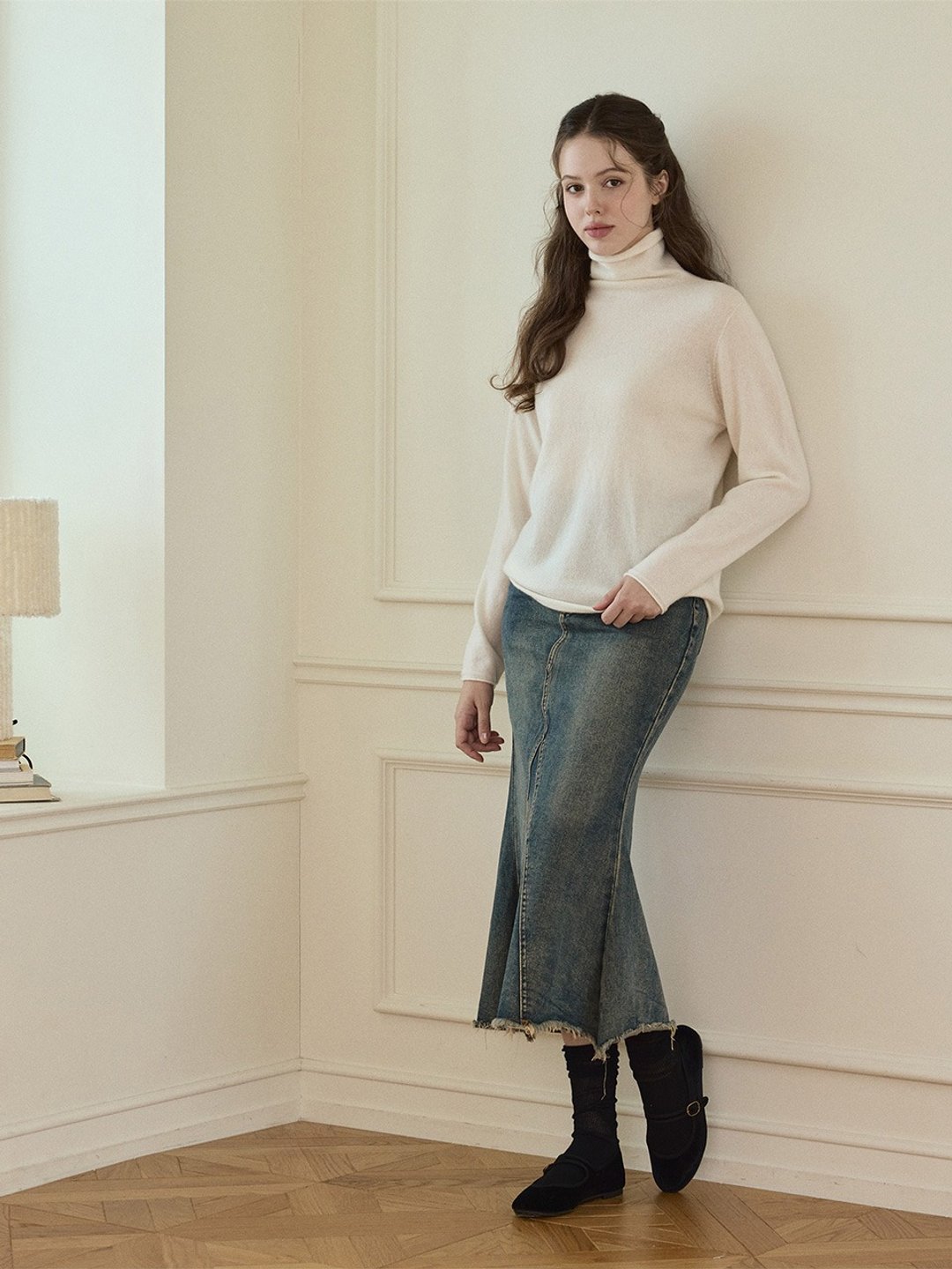 100% Cashmere Nagrang 圆领套头衫 - 象牙白/黑/灰 - 女装针织衫/毛衣 - 环保材料 白色