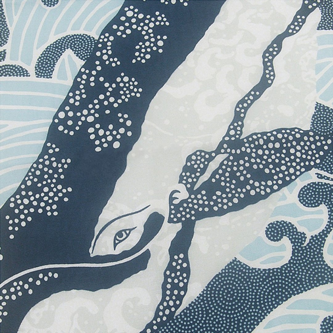 Japanese traditional hand towel - Hand dyed Whale 100%Cotton - 手帕/方巾 - 棉 白色