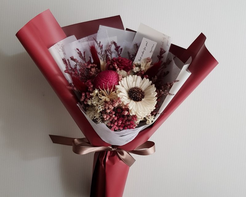 Graduate干燥花|毕业花束|红色蓪草向日葵花束S/M/L|台北欢迎自取 - 干燥花/捧花 - 植物．花 红色