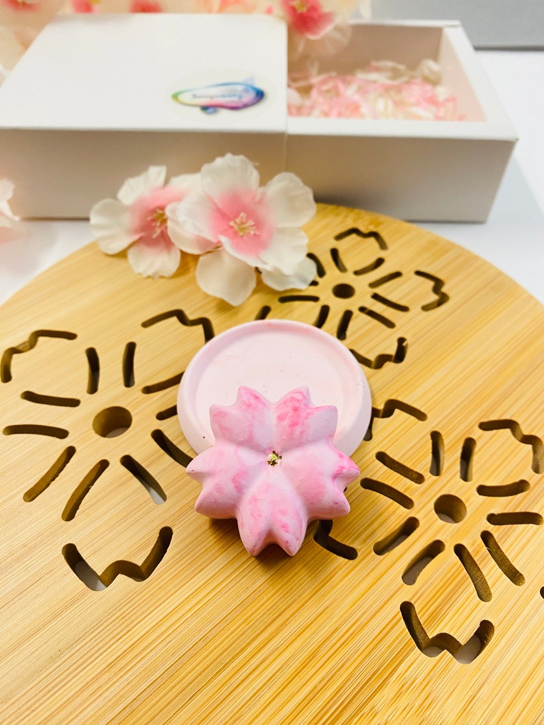 迷你樱花扩香石 Mini cherry blossom aroma stone - 香薰/精油/线香 - 其他材质 粉红色