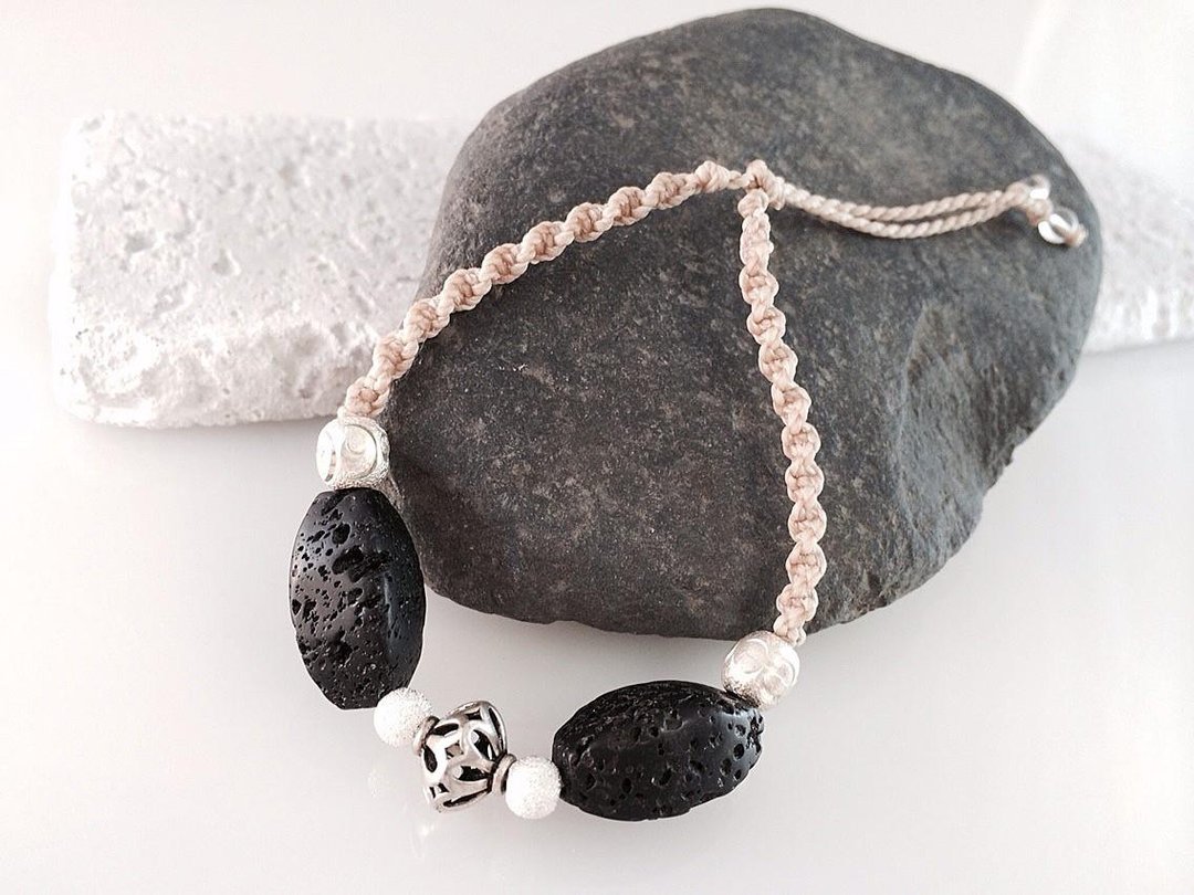 Lava ◇ SV ◇ Macrame bracelet - 手链/手环 - 其他金属 蓝色