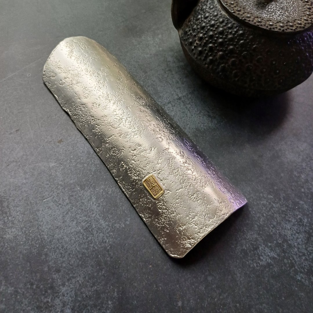 侘寂素雅-手制纯锡岩纹茶则 - 茶具/茶杯 - 铜/黄铜 银色