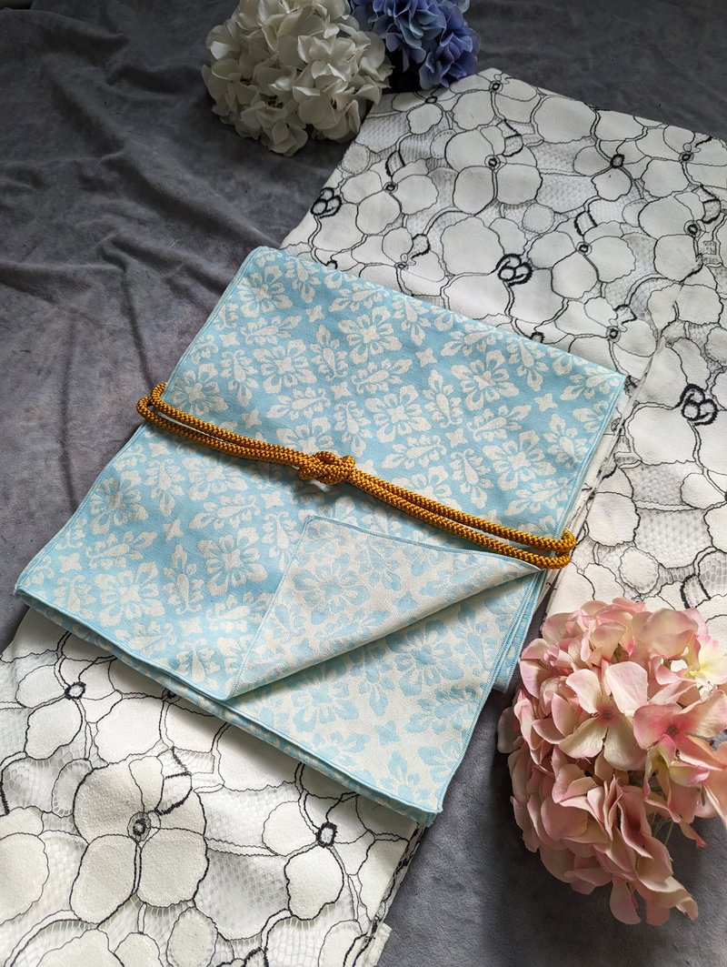 洋粋youiki。和洋和服腰带。大人の兵儿帯。蓝绿菱叶 - 皮带/腰带 - 棉．麻 