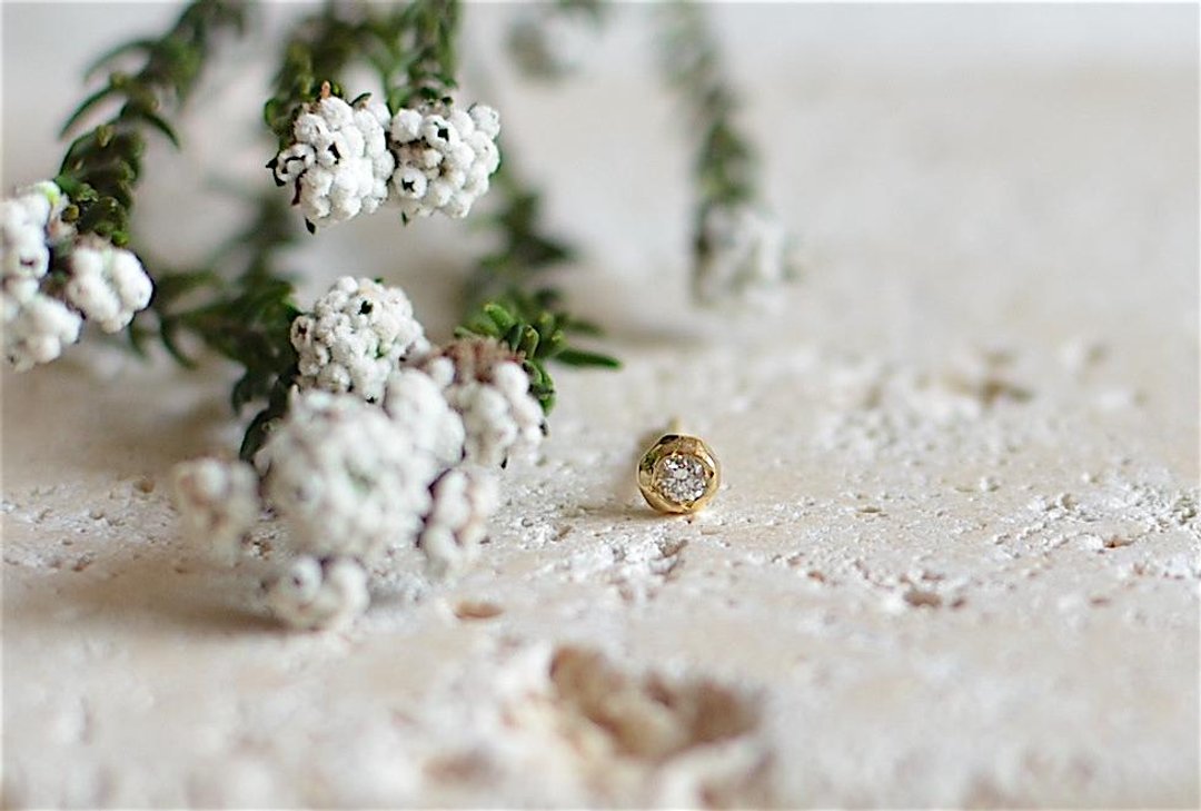K18 One Ear Earrings Pebble -Diamond- - 耳环/耳夹 - 宝石 金色