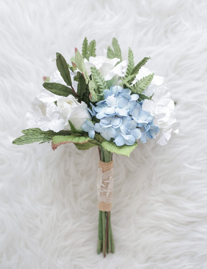 HYDRANGEA LOVE | Handmade Mini Flower Bouquet - 木工/竹艺/纸艺 - 纸 蓝色
