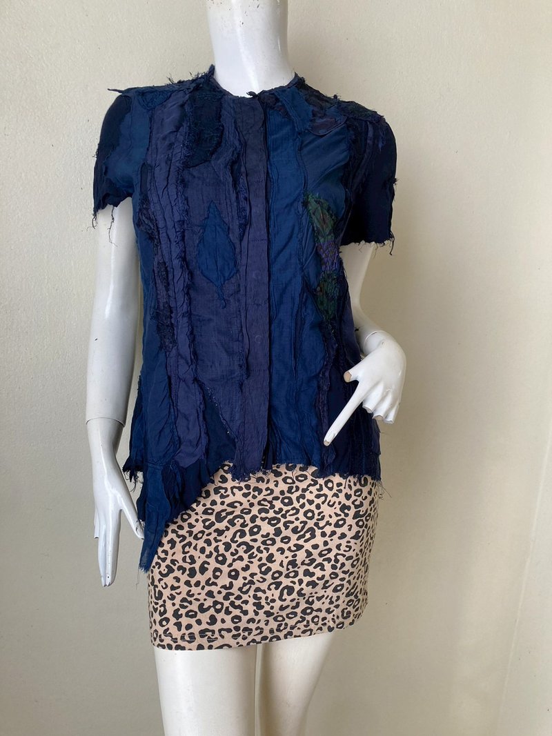 复古拼接衬衫 S 尺寸 英国制造 - 女装衬衫 - 棉．麻 