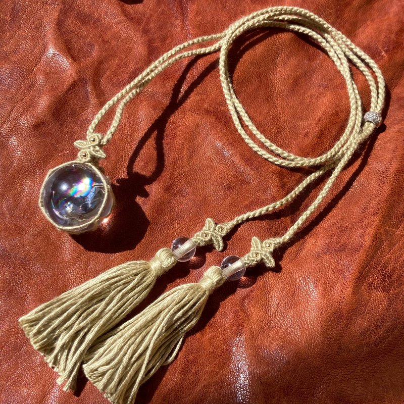 -丝线- 鸢尾石英花边项链 - 项链 - 宝石 卡其色
