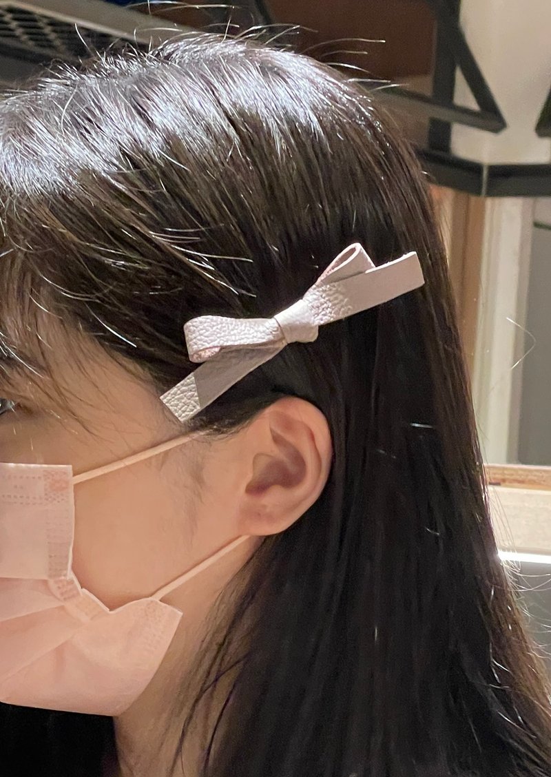 手工小羊皮真皮超美极简质感蝴蝶结发夹发饰婴儿头饰 - 发饰 - 真皮 粉红色