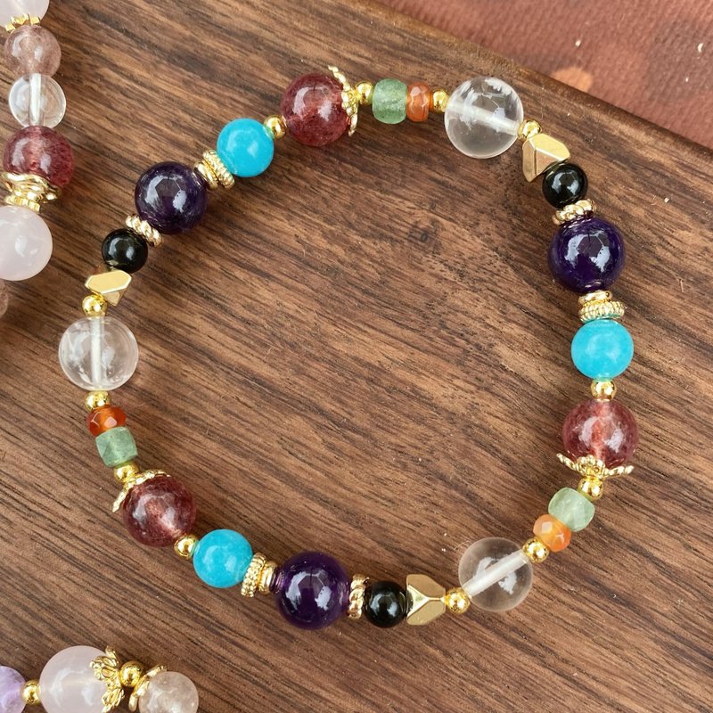 ʚ(圆的兔几)ɞ   串珠手环 ๑草莓晶.紫水晶.粉晶幽灵.天河石等 - 手链/手环 - 水晶 多色