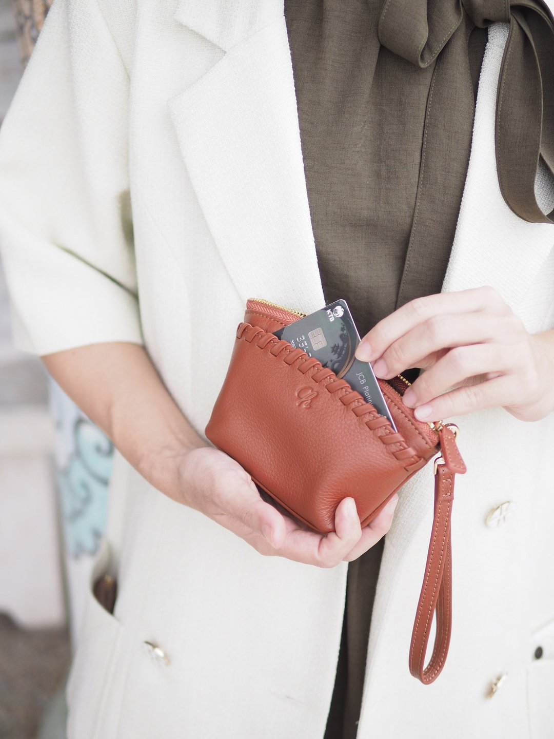 Pie (Brick) :  Multi-purpose bag, Leather wallet, pouch , Soft leather - 皮夹/钱包 - 真皮 橘色