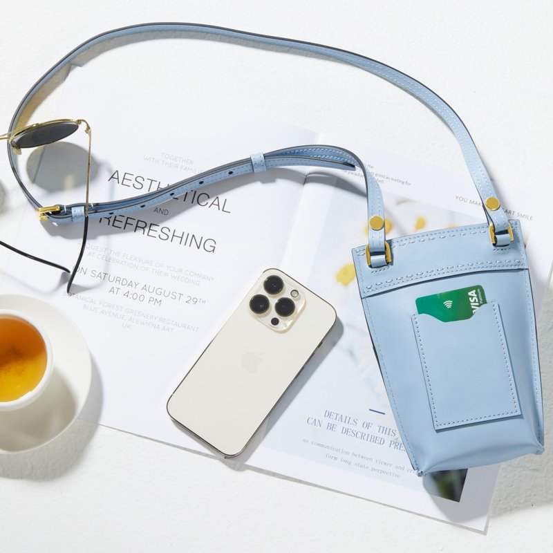 手机随身包 - 侧背包/斜挎包 - 真皮 蓝色