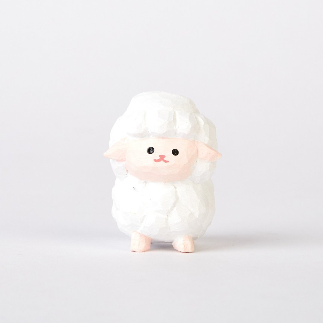 Gigo 温柔微笑的小羊木雕 - 摆饰 - 木头 白色