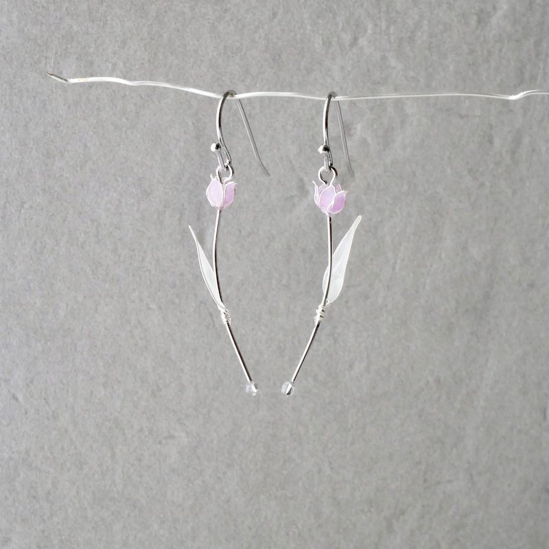 单只郁金香耳夹/耳针 - 耳环/耳夹 - 树脂 紫色