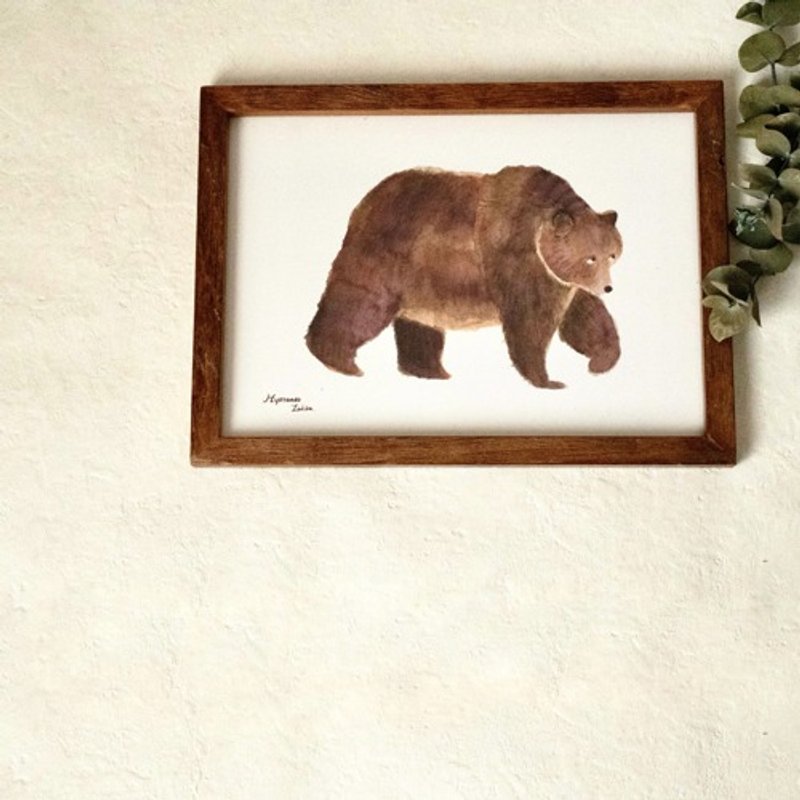 Bearish bear poster (A4 size) [framed B] - 海报/装饰画/版画 - 纸 咖啡色
