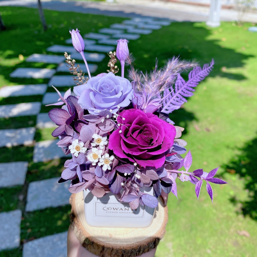 玫瑰盆花 干燥花 求婚 中秋节 结婚礼物 课程 一人成团 - 植栽 - 植物．花 