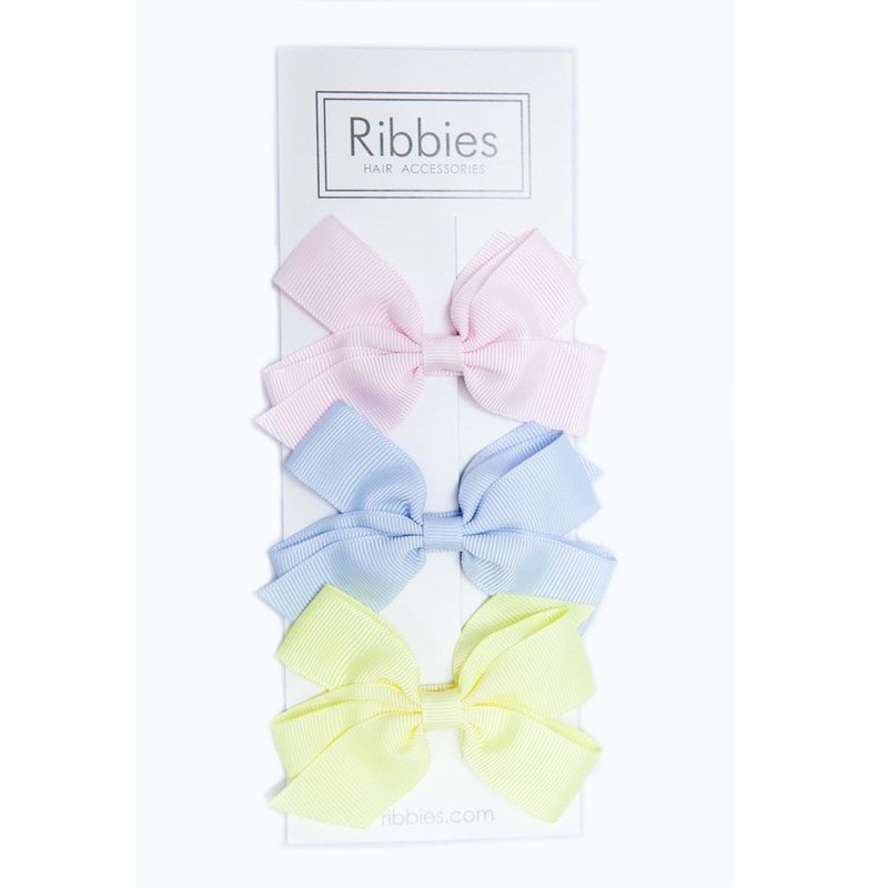 英国Ribbies 经典中蝴蝶结3入组-粉嫩系列 - 发饰 - 聚酯纤维 