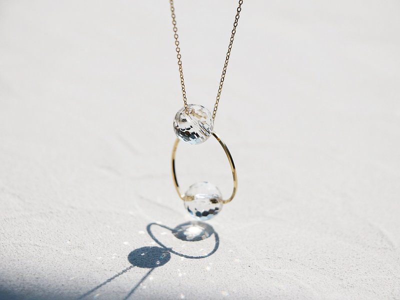 14kgf- twist ring crystal quartz (special cut) 2way necklace - 项链 - 宝石 透明