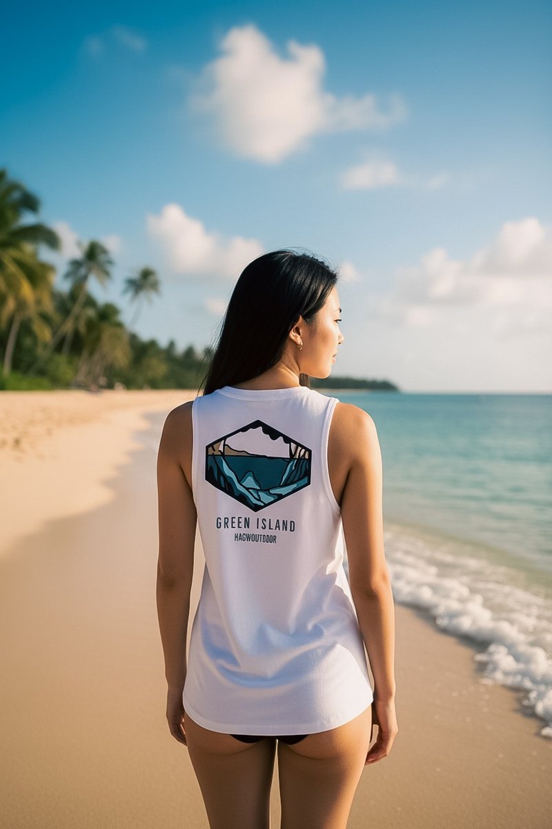 HAGWOUTDOOR Island Series Tank 岛屿系列背心-Green Island绿岛 - 男装背心 - 棉．麻 