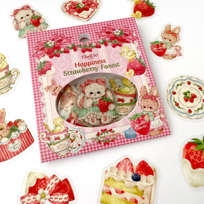 【Bunny Fragaria】哑光PET 贴纸包 30枚 - 贴纸 - 防水材质 粉红色