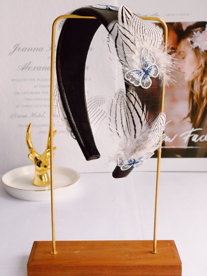 原创咖啡色系羽毛发箍 - 发带/发箍 - 其他材质 咖啡色