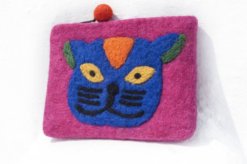 悠游卡套 钞票夹羊毛毡手机袋 识别证包 化妆包 收纳包 羊毛毡小物袋/羊毛毡收纳袋/零钱包/悠游卡套/羊毛毡钱包-蓝猫咪 - 化妆包/杂物包 - 羊毛 多色