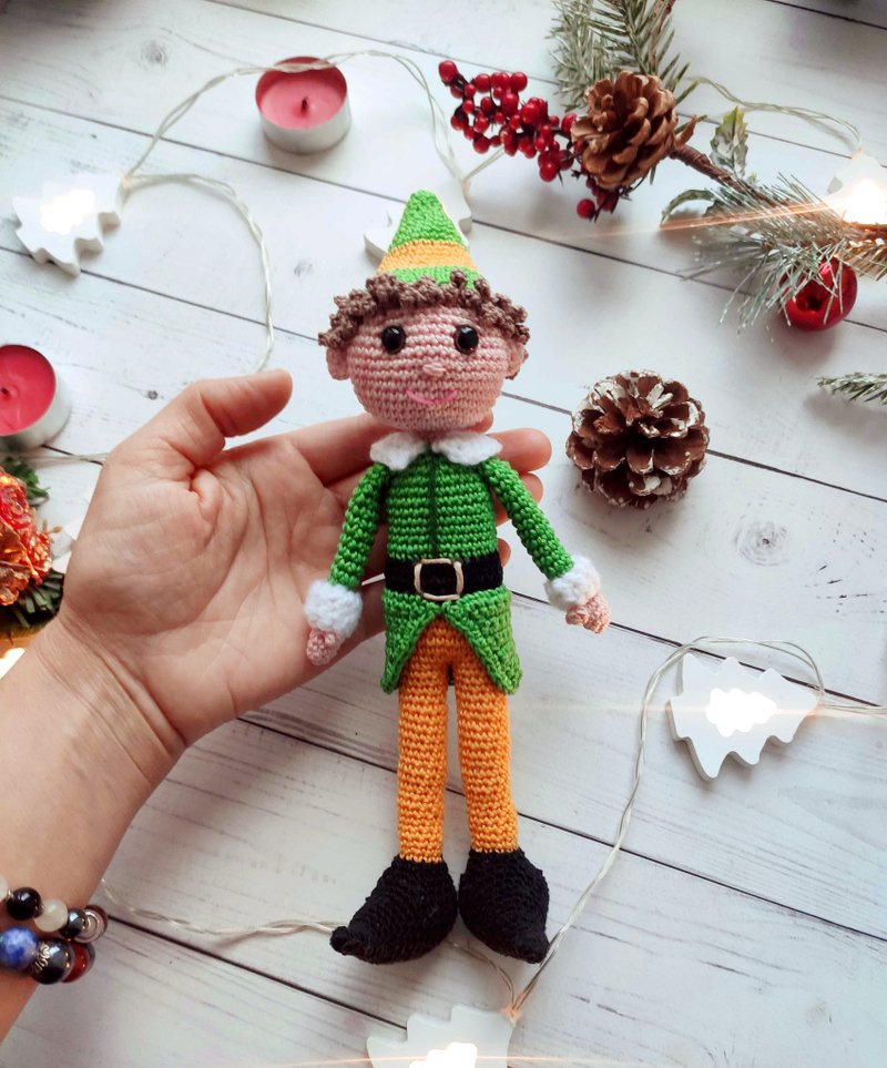 Christmas Elf doll 圣诞精灵娃娃 Buddy Elf Amigurumi Elf - 玩具/玩偶 - 棉．麻 绿色