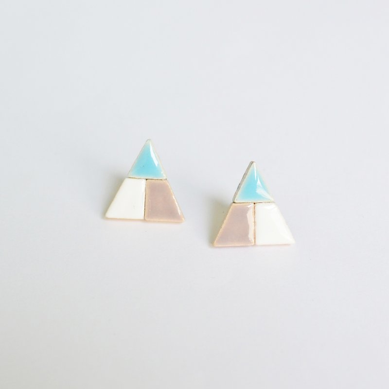 一角两角三角形（L005）耳环/耳夹 - 耳环/耳夹 - 瓷 粉红色
