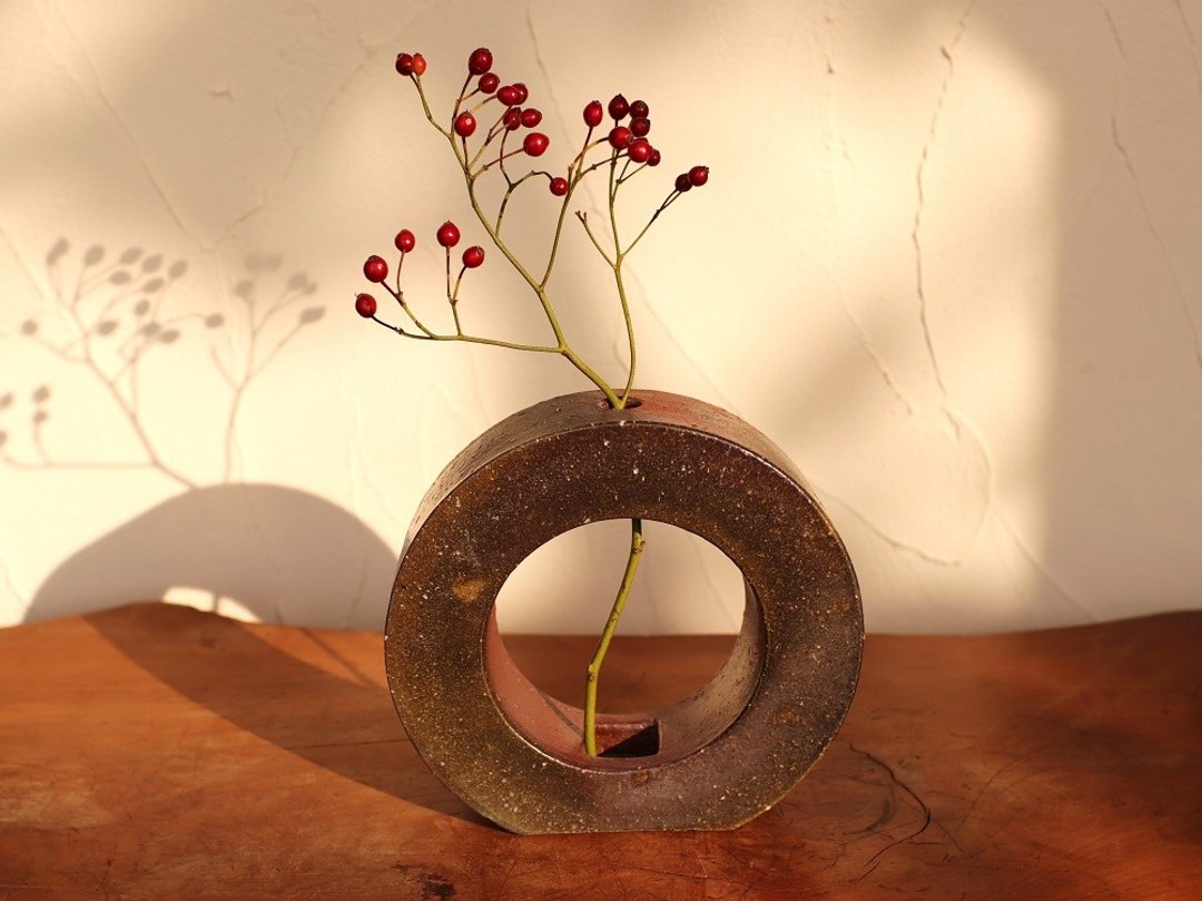 Biba single flower insert (14.5 cm) h2 - 077 - 花瓶/陶器 - 陶 咖啡色