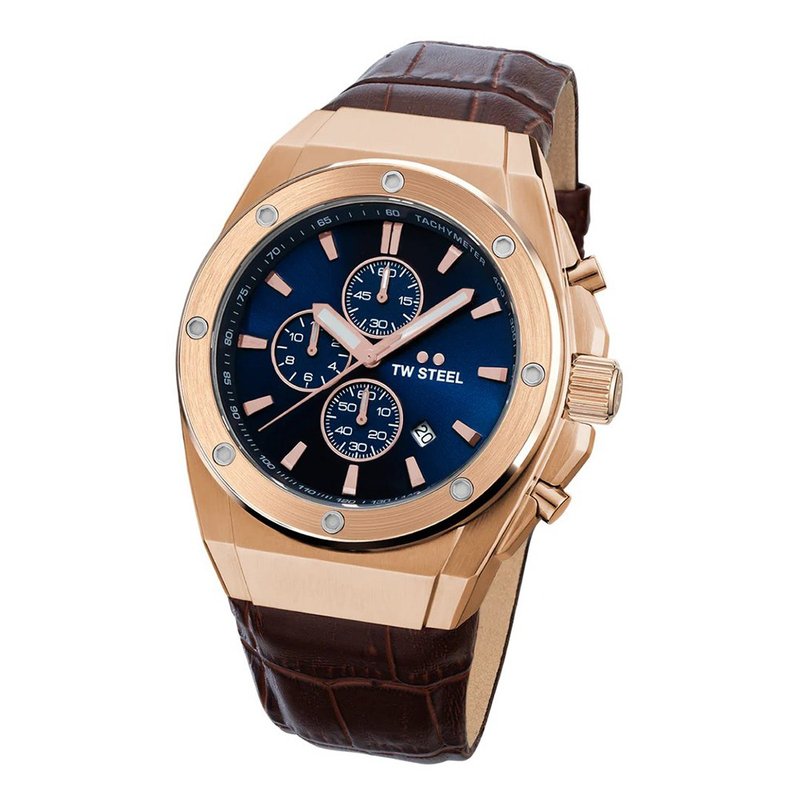 下单即赠品牌篮球　CEO TECH系列 玫瑰金蓝面计时码表 - 男表/中性表 - 其他金属 蓝色