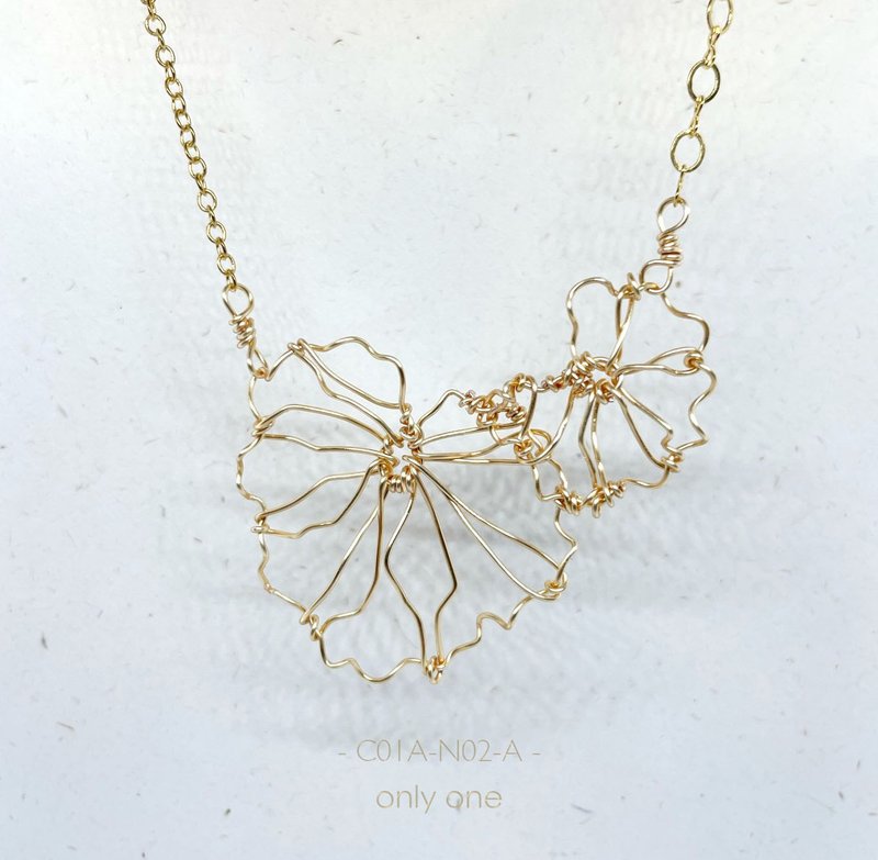 叶造型编织颈链 - 项链 - 铜/黄铜 金色