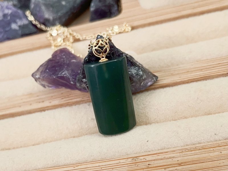 18K纯金天然瓜料A货 翡翠 蓝水无事牌坠子 - 吊饰 - 玉石 