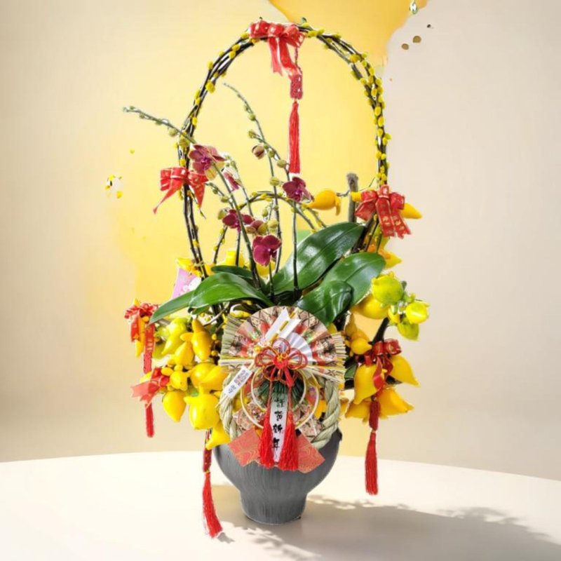 格兰花店 - 五代果及小品蝴蝶兰配上日本贺年装饰 (GF00315) - 植栽/盆栽 - 植物．花 