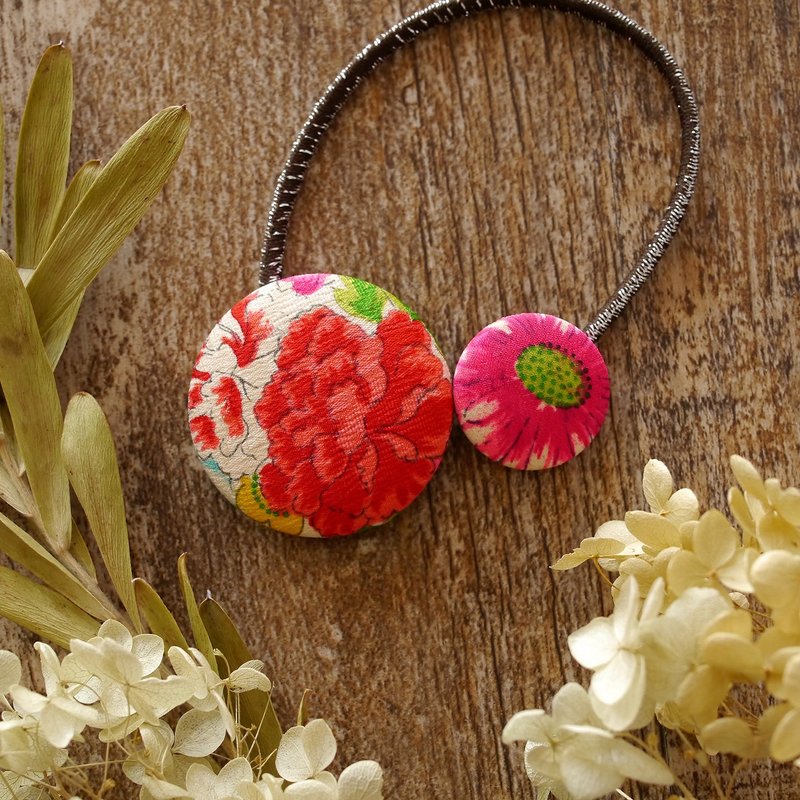 Happy Hair Ornament Kimono Hair Elastic Premium Peony Bun Silk - 发饰 - 丝．绢 红色