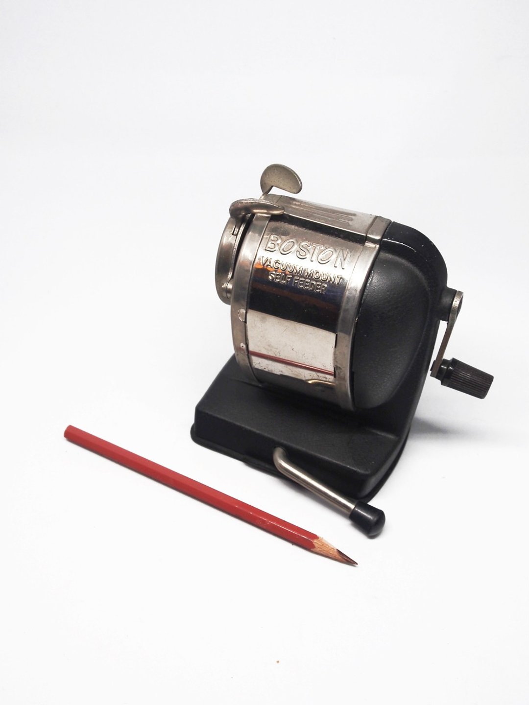 80年代 Vintage BOSTON Vacuum Mount Self feeder古董削铅笔机 - 削笔器 - 其他金属 银色