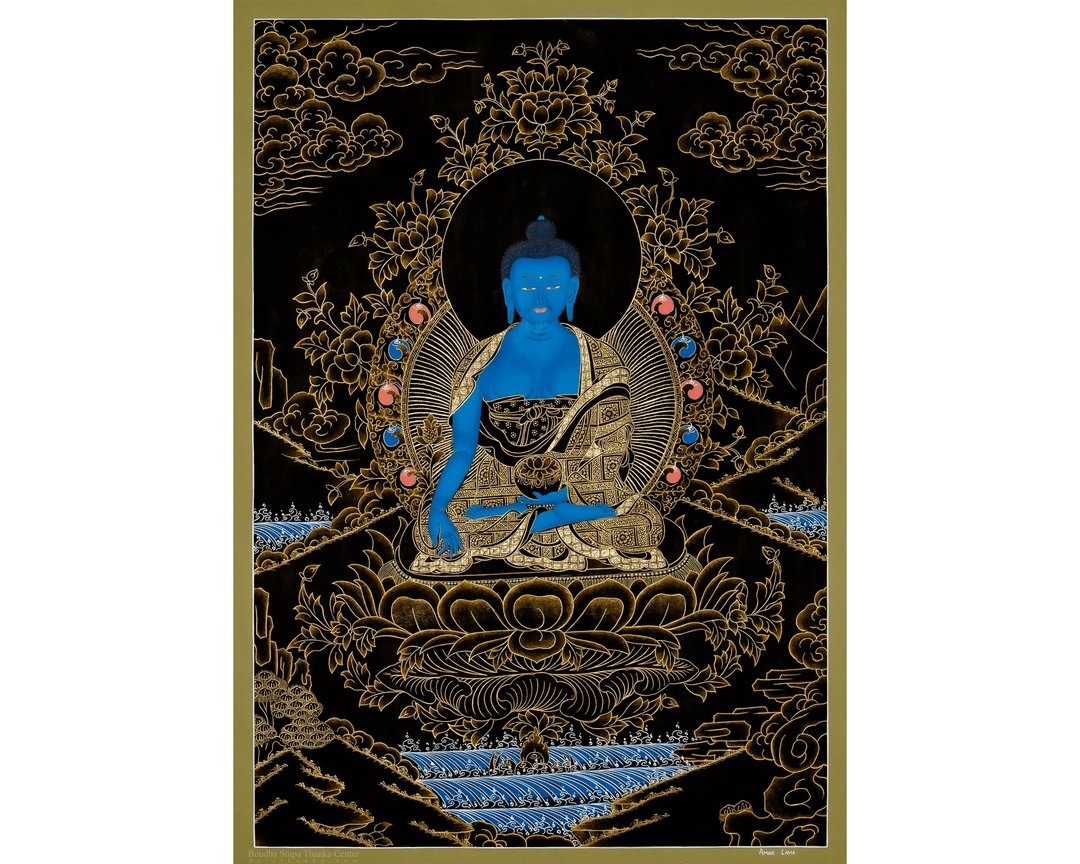 药师佛唐卡画作 | 神圣的象征   疗愈疾病与觉醒 - 墙贴/壁贴 - 其他材质 多色