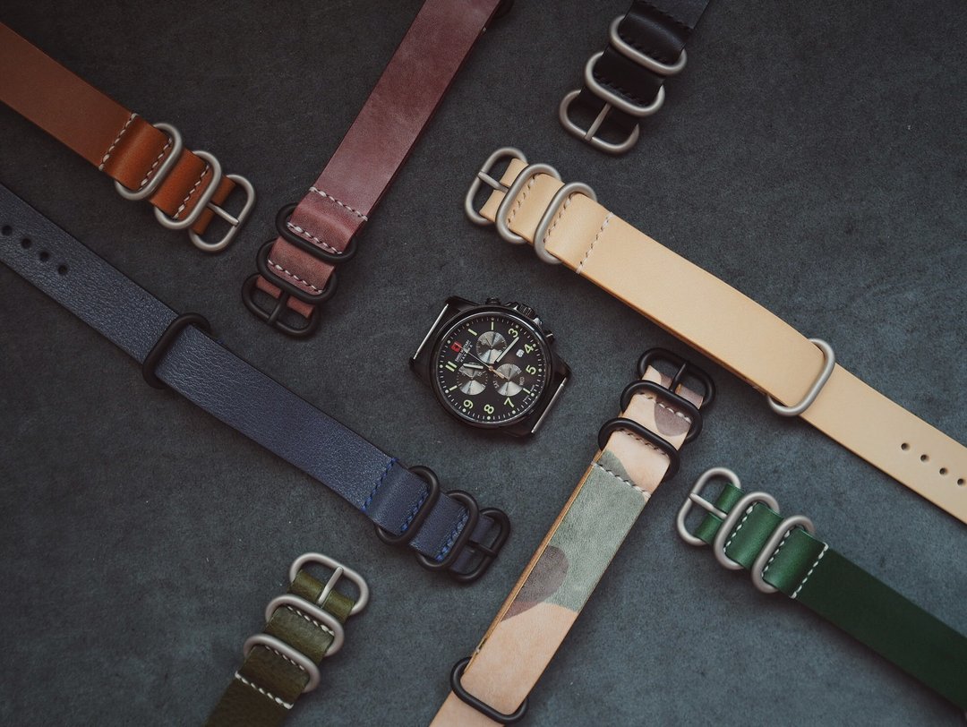NATO STRAP 北约表带 简约 手工定制 意大利植鞣牛皮 手染黑色 - 表带 - 真皮 黑色