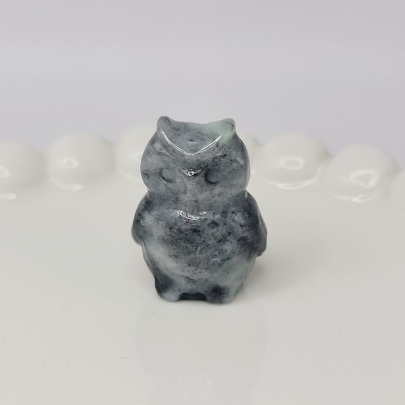 细糯乌鸡猫头鹰项链 | 天然缅甸玉A货翡翠 - 项链 - 玉石 