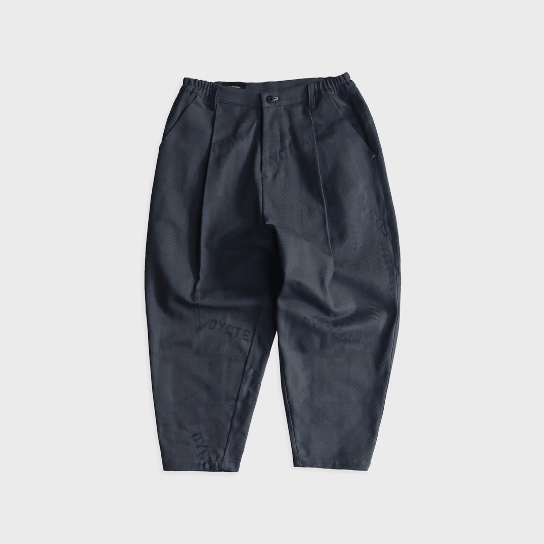 DYCTEAM - Logo pattern jacquard pleated loose ankle trousers - 男士长裤 - 其他材质 蓝色