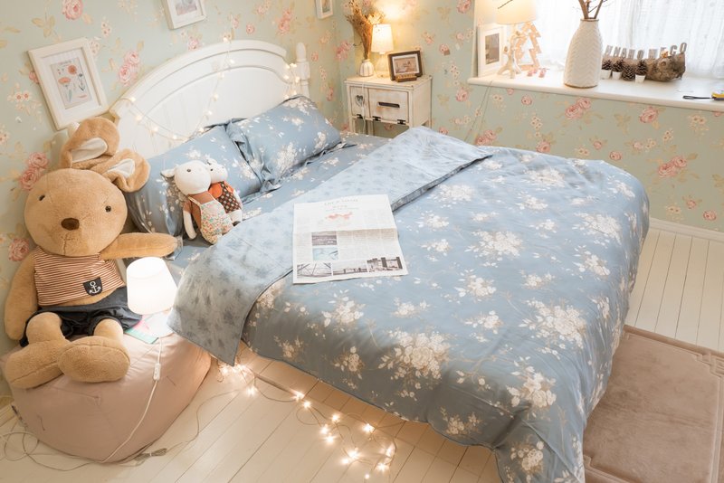 蔓蔓花漾 薄床包两用被组(60支)专柜级 100%天丝【超取限一组】 - 寝具 - 其他材质 蓝色